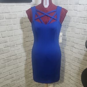 Eliza J Royal Blue Crisscross Mini Dress